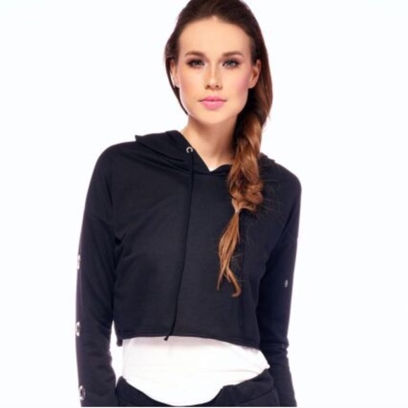 Electric Yoga Sweaters - Electric Yoga Black Zippered Hoodie Crop Sweater!